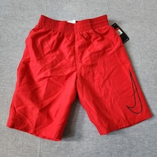 Nike Swoosh Solid Lap Volley Swim Trunks NESSA836-614 Boys Large Red