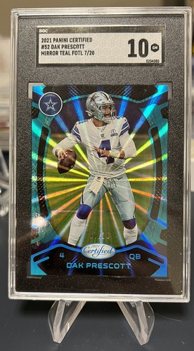 2021 DAK PRESCOTT SSP Certified Mirror Teal Etch /20 COWBOYS #52!! GEM MINT -10! - Picture 1 of 2