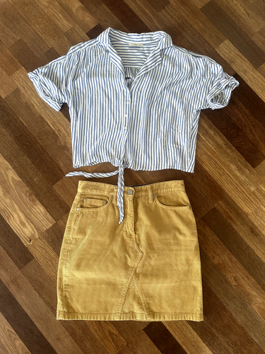 Neuw 🌸Boutique Ware🌻Cord Kord Jeans Rock 🌸Senf farben🌻M 38 ausgestellt gelb - Bild 7 von 14
