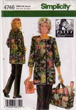 Simplicity Pattern 4746 Misses Hobby Coat Pants and Tote, Size XS-S-M, FF
