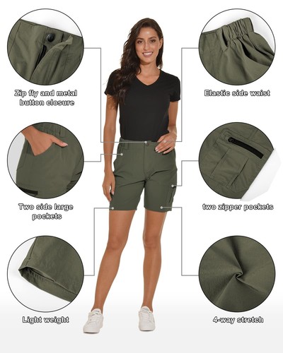 Women's Hiking Cargo Shorts Quick Dry Lightweight Stretch Shorts Golf Fishing... - Picture 4 of 6