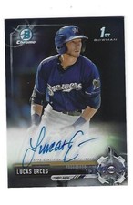 Lucas Erceg 2017 Bowman Chrome Autograph Cd # CPA-LE, Milwaukee Brewers