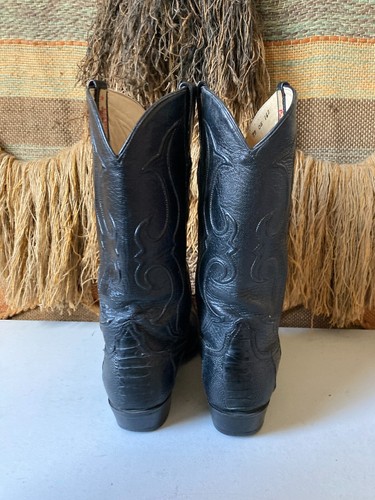 Bota occidental de cuero exótico genuino negra para hombre LOS ALTOS talla 10 D - Imagen 7 de 11