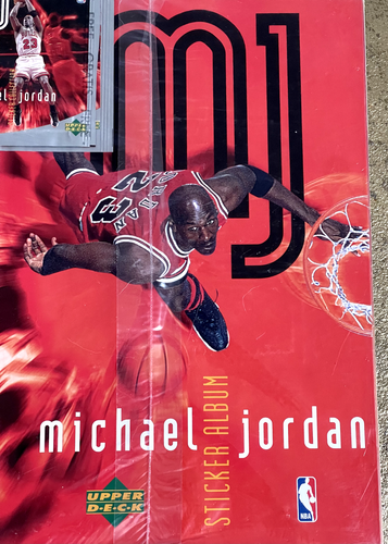 1998-99 UPPER DECK MICHAEL JORDAN STICKER ALBUM STARTERPACK + 12 STICKERS SEALED - Picture 4 of 22