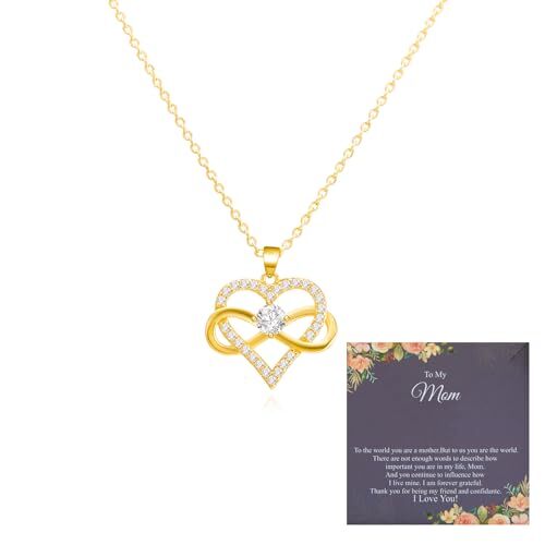 Infinity Heart Necklace for Women,14 karat gold-plated necklace