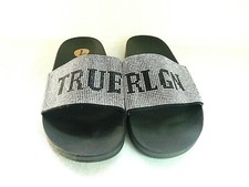 True Religion Women Shoes sandals Silver Rhinestones Slide Slip on Size 7 SKU 58