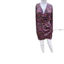 Zara Floral Print Dress Ditsy Multicolor V Neck Wrap Mini Size MEDIUM 2059 775
