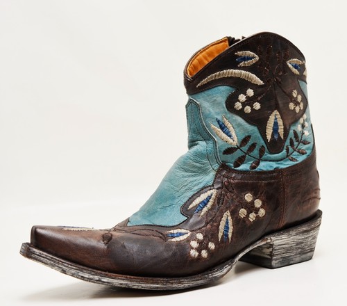 Old Gringo Marrione Amitola Zip Ankle Boots Embroidered Turquoise Silver 7 - Picture 14 of 14
