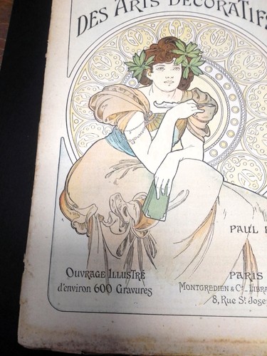 1901 ALPHONSE MUCHA ART NOUVEAU DICTIONNAIRE DES ARTS DECORATIFS LITOGRAFIA - Foto 3 di 10
