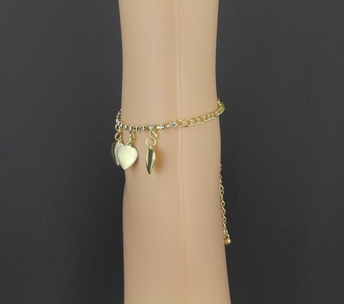 gold heart anklet charm dangle pendant adjustable ankle bracelet dangly - Picture 6 of 10
