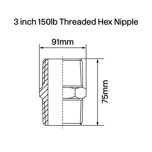 BSPT Hexagon Nipple | 316 Stainless Steel | 150lb | 1/8" - 4" | Hex Pipe Fitting - Picture 22 of 35
