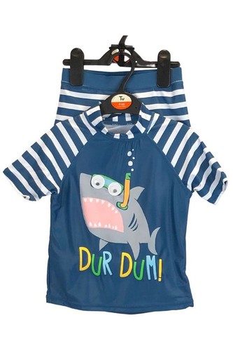 Ex Tu Shark 2 Piece Swim Suit Swimwear Boys Childrens Kids Ages 3, 4, 5 - Picture 2 of 2