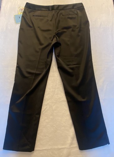 CeCe Pants Women's 14 Black Satin Ankle Slim Dressy Cocktail Evening Side Zip - Picture 14 of 15