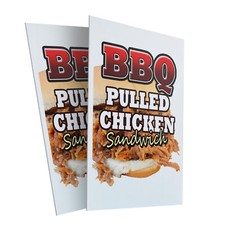 Bbq Pulled Chicken Sandwich 24" x 36" 2 Pack Of Store Sign Plastic Or Decal