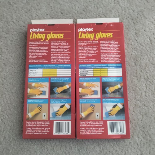 (2) Boxes Vintage Playtex Neoprene Living Gloves Small Yellow Unused Open Box - Picture 2 of 4