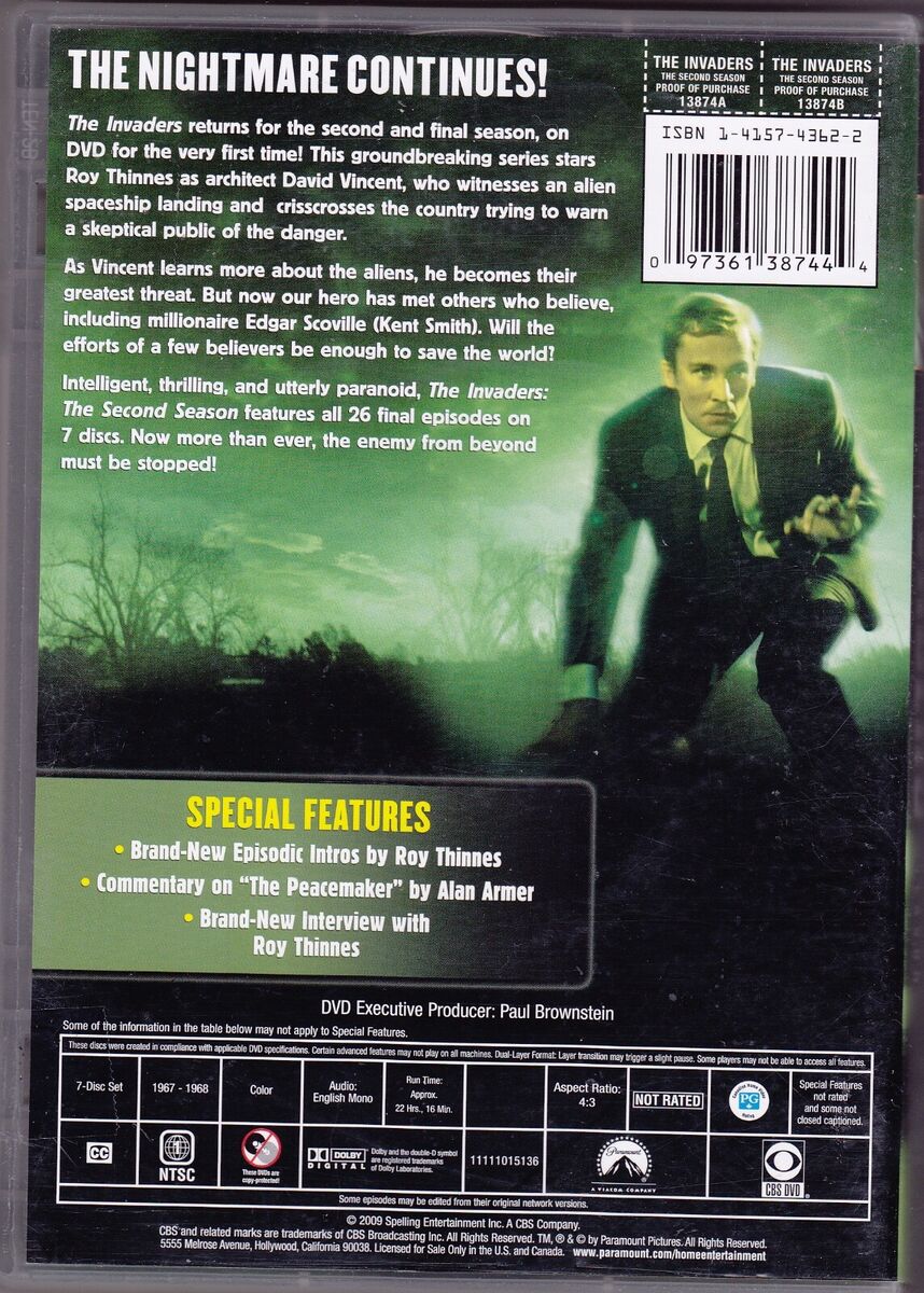 The Invaders DVD Complete Second Season Two - Roy Thinnes