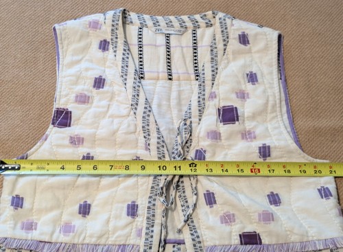 Zara women's off white beige and Purple Embroidered Vest - Picture 10 of 17