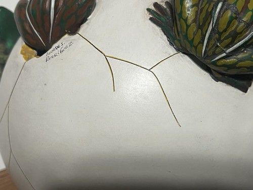 Grande Tonala Cerámica Huevos incubación 5 Ranas FIRMADO Lourdes Rodríguez - Imagen 15 de 19