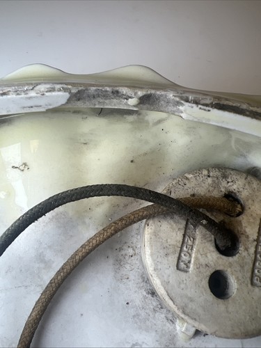 Vintage Porzellan blank 3 Birnen Deckenleuchte Leuchte gelb - Bild 4 von 9