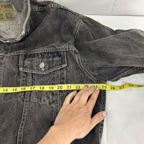 Vintage Guess Men's XL Acid Wash Denim Bomber Jacket Black - Picture 10 of 13