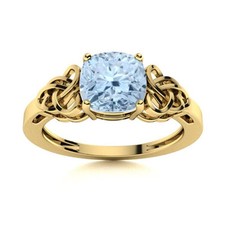 March Natural Aquamarine Handcrafted Solitaire Promise Ring Sterling Silver