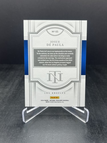 2024 Panini National Treasures Baseball Josue De Paula Platinum 1/1 #65 - Bild 4 von 4
