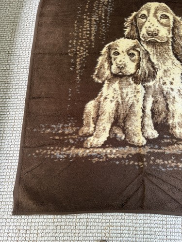 Vintage Ibena Large Throw Reversible Blanket Spaniel Dogs 76X56” - Picture 4 of 18