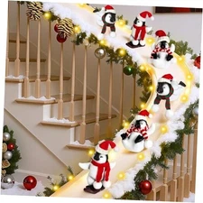 Christmas Staircase Decorations Set Banister Christmas Decoration with Penguins