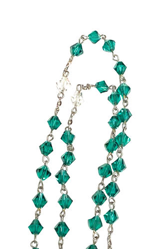 Grün & Klar Doppelkegel Jungfrau Maria Jesus Kreuz Rosenkranz Perlen Religiös Halskette 46" - Bild 12 von 24