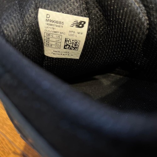 Men 8.5US New Balance M990Bb5 Black - Picture 3 of 3