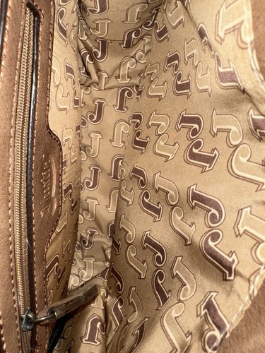 Justin Leather Aztec Mixed Metal Studded Crossbody Purse Shoulder Bag Brown NWOT - Picture 10 of 10