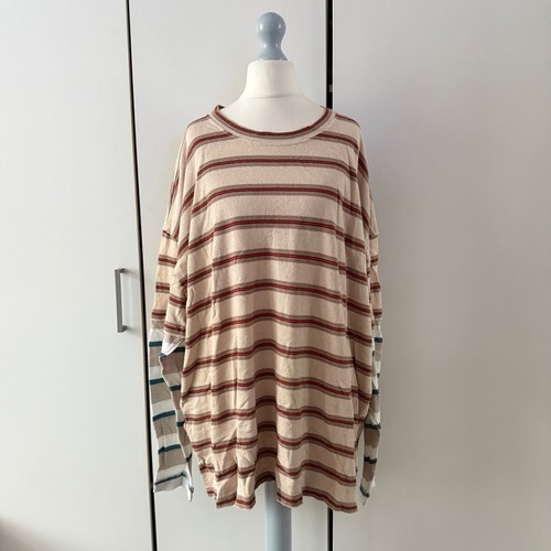 Free People We The Free Nina gestreiftes Langarmshirt Tunika Oberteil Gr. XL - Bild 3 von 14