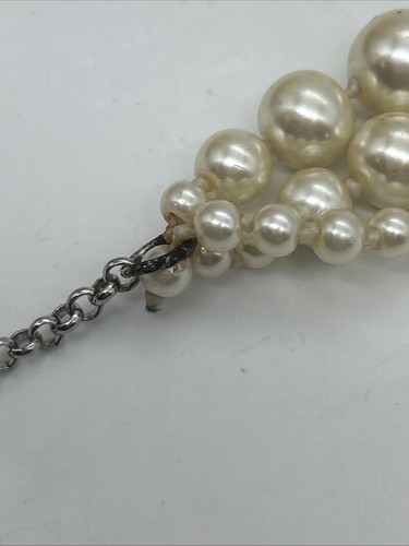 Vintage Faux Pearl Knotted Multistrand Necklace Cream Chunky Graduated Twist MCM - Bild 19 von 24