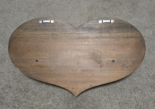 Vintage Rustic Wood Heart Shaped Farmhouse Wall Decor Shelf w/3 Pegs 18"x5"x10" - Picture 4 of 4