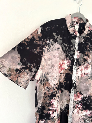 River Island Shirt Mens Slim Fit Black & Pink Floral Cotton Short Sleeve XXL - Picture 4 of 9