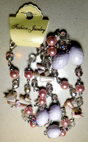 Modeschmuck ~ Vintage Acryl Kunststoff Facatiert Kunstperlen Lucite Perlen Halskette - Bild 18 von 23