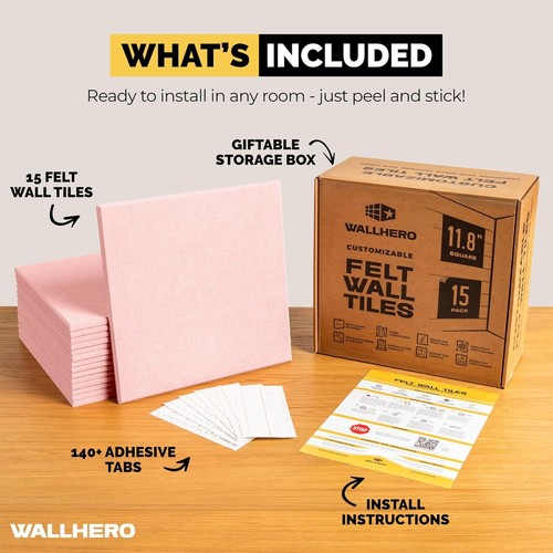 11.8" Square Cork Board Tiles - Easy Install Acoustic Panels in Vibrant Pink - Picture 5 of 7