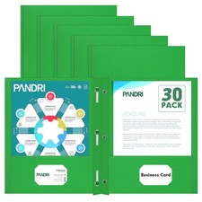 Two Pocket Folders with Prongs 30 Pack Letter Size Green for Office