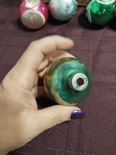 Vintage glänzende Brite Glas Ornamente Box von 5 Mid Century Weihnachtsdeko 2" - Bild 16 von 21