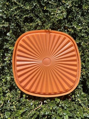 Vintage Tupperware Starburst Push Button Replacement Orange 7” Servalier Lid - Picture 2 of 6