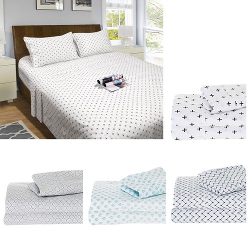 250TC Egyptian Cotton Printed Sheet Set by Ramesses SINGLE DOUBLE QUEEN KING - Picture 1 of 19