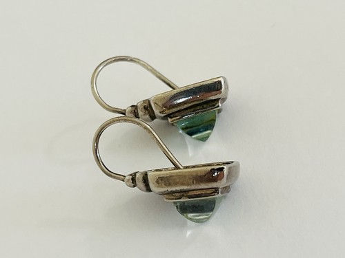 Pendientes de gancho colgantes vintage de plata de ley 925 prasiolita verde amatista - Imagen 9 de 21