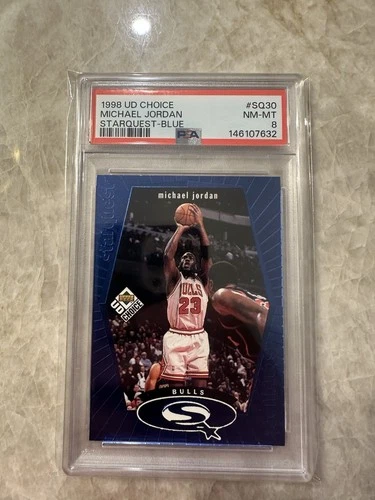 1998 UD Choice StarQuest Blue Michael Jordan #SQ30 Rare PSA 8 NM-MT Card Bulls