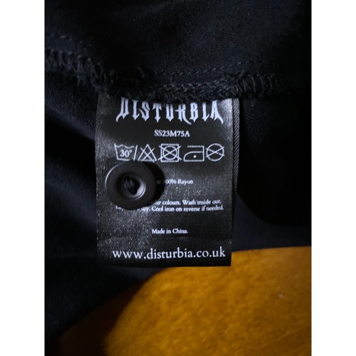 Camisa de vestir DISTURBIA negra con cuello lunar con cinturón manga corta mini línea A usada en excelente estado - Imagen 11 de 13