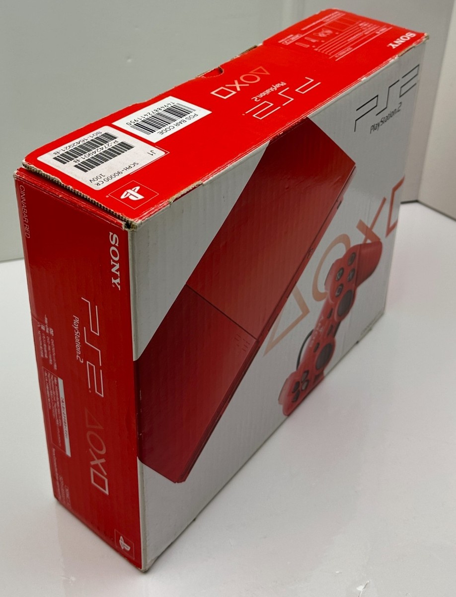 Sony PlayStation 2 Cinnabar Red PS2 Slim Console Complete In Box