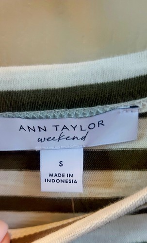 NWT Ann Taylor Weekend Striped Side-Tie Tank Top Moss Green Women Small - Picture 4 of 5