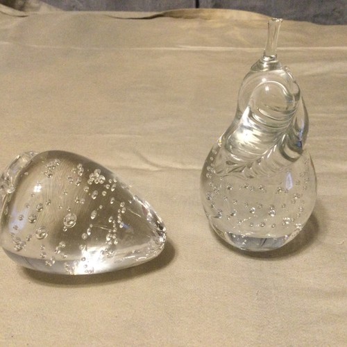 COPPIA fermacarte figurativi trasparenti coronamento touch art vetro bolla controllata - Foto 1 di 5