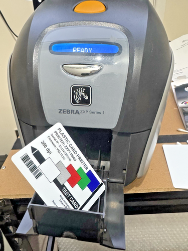Zebra ZXP Series 1 ID Card Printer With PSU + 2x Ribbons + USB + lots of cards - Picture 1 of 6