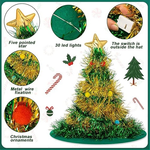 Funny Christmas Hats for Adults Shiny Light up Santa Claus Hats for Party Prop - Picture 2 of 9