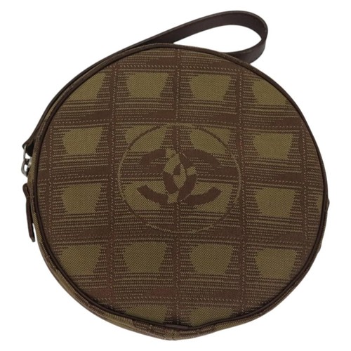 Chanel Brown Synthetic Clutch Bag Authentic